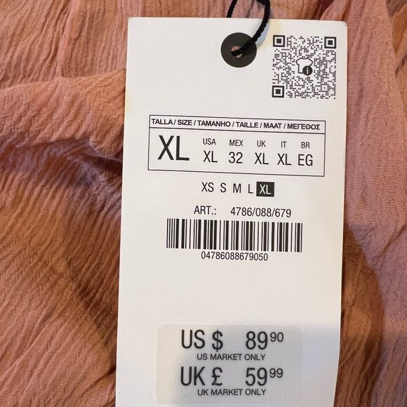 NWT Zara Coral Sequined Chiffon Midi Skirt, Size XL - Picture 16 of 16